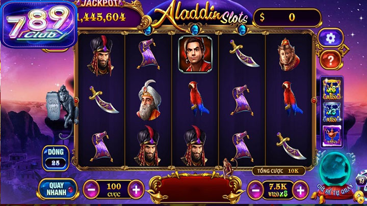 Aladdin Slots 789Club đa dạng tính năng và cơ hội trúng thưởng lớn