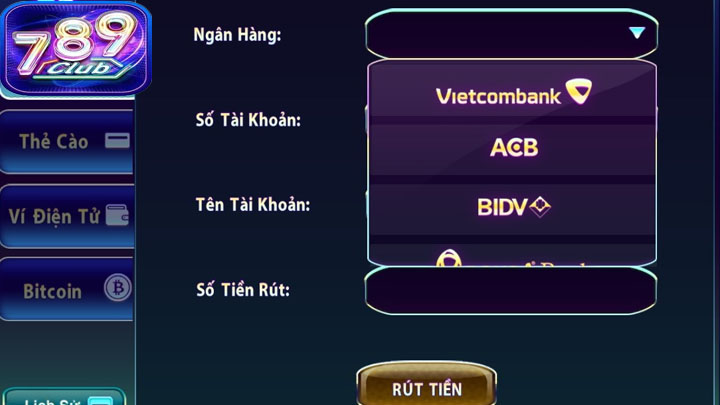 Các phương thức rút tiền phổ biến 789Club